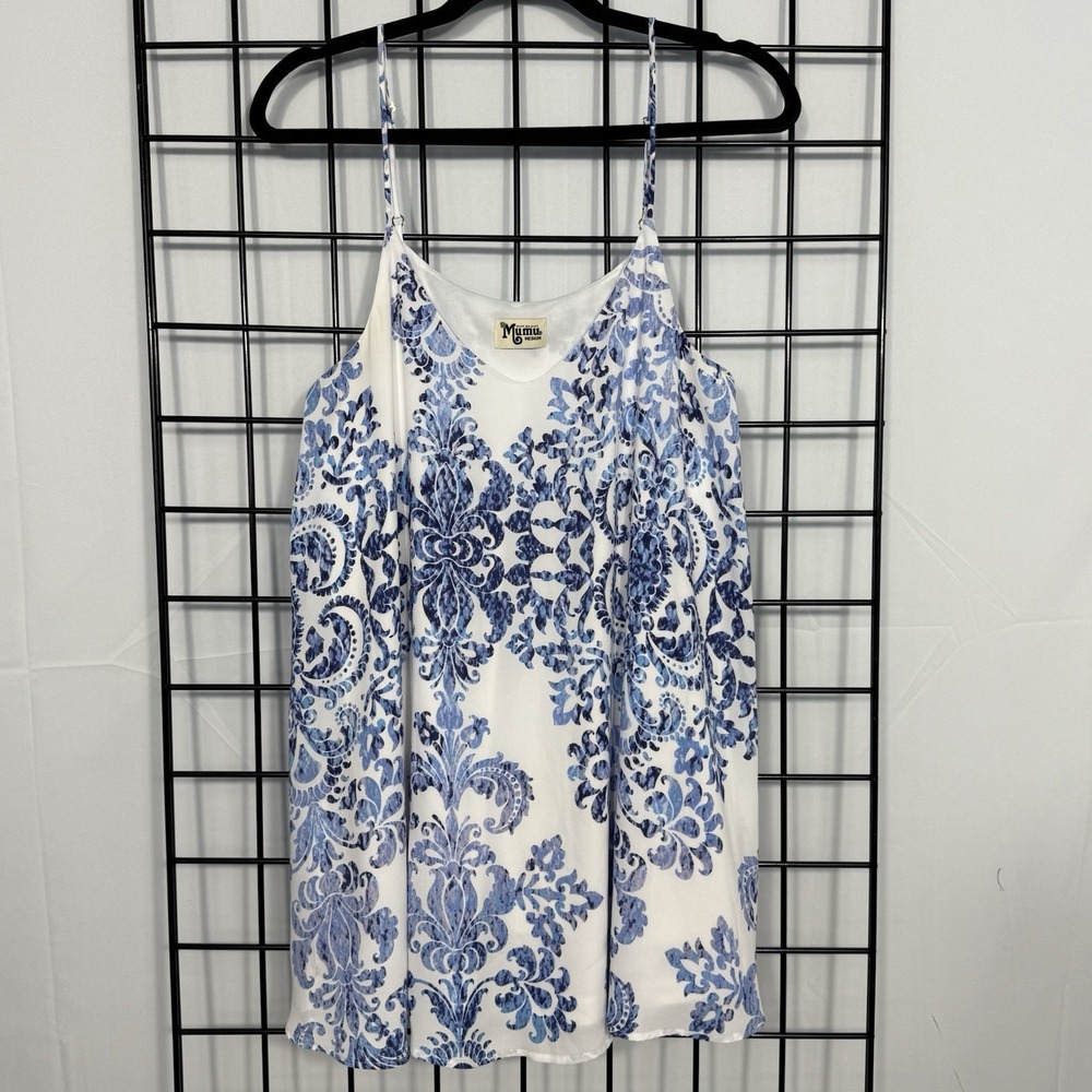 Show Me Your Mumu Circus Mini Dress Womens M Blue Paisley Floral Slip Casual